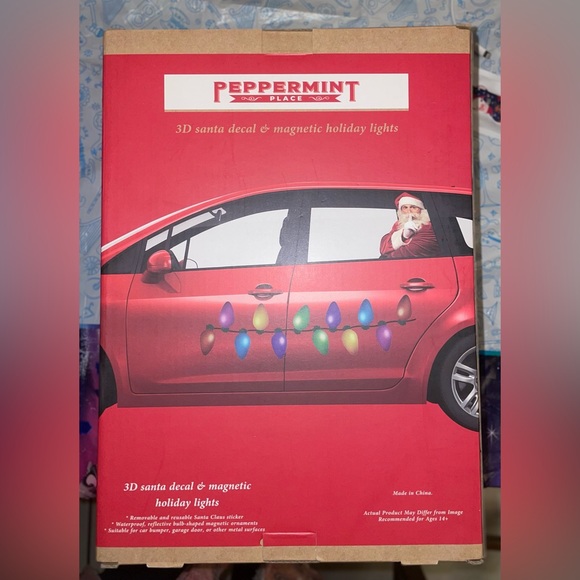 NWT CHRISTMAS CAR DECORATION MAGNET HOLIDAY LIGHTS STICKER 3D SANTA DECAL - Picture 5 of 6